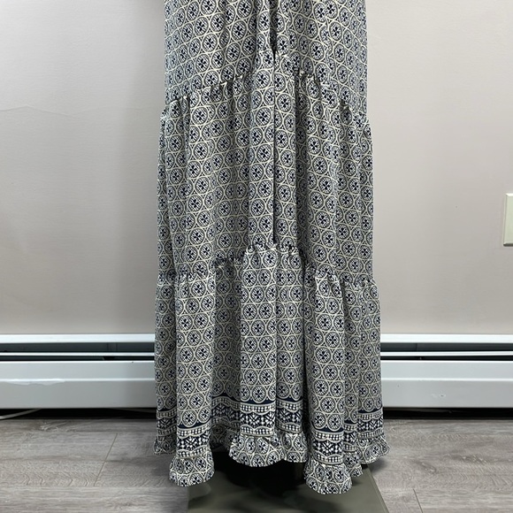 NWT Max Studio Navy Cream Medallion Links Sleeveless Maxi Dress L - Picture 2 of 15